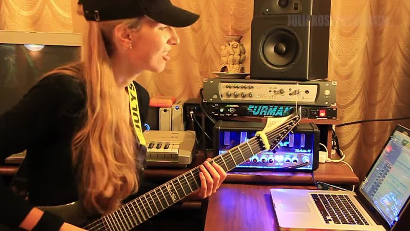 Hi Power riffs + tune preview Julia Kosterova tracking guitars for new