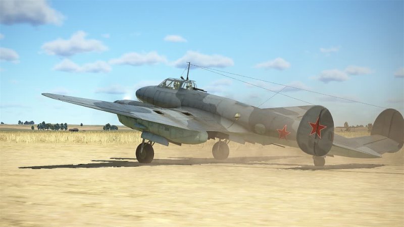 Советский пикирующий бомбардировщик Пе 2 87 серии. Руление.