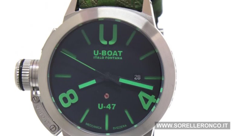 U-Boat U-47 Black 47mm Green Strap 8755