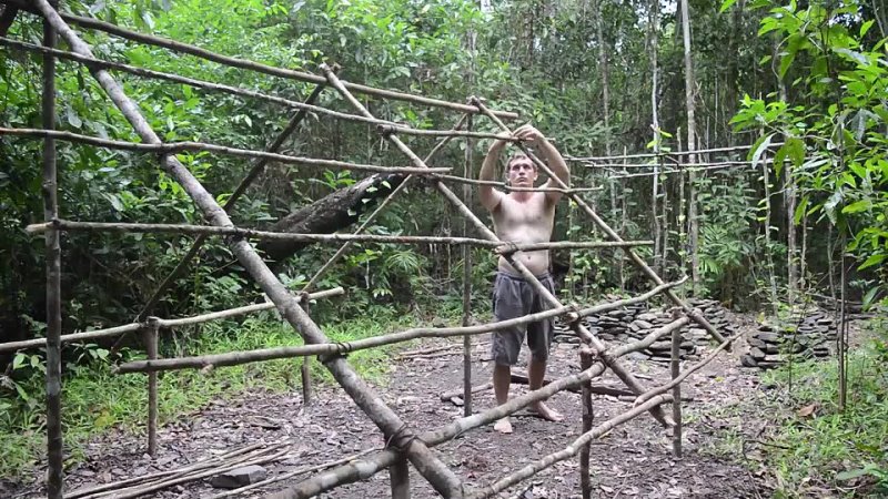 Primitive Technology: Grass thatch, Mud