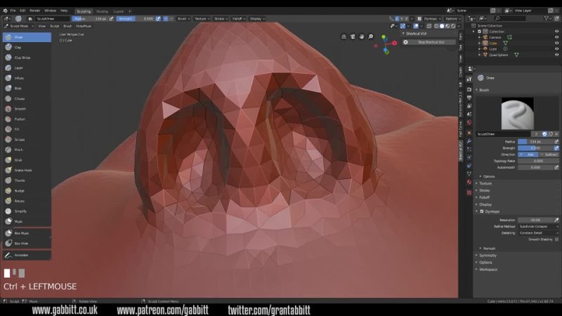 Sculpting for Beginners | How to Sculpt the Nose| Blender 2.8