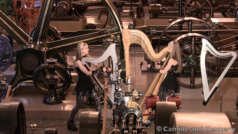 Camille and Kennerly Harp Twins (2 Girls 3 Harps) Iron Man ( Black Sabbath
