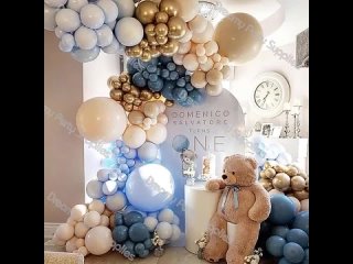 198 шт. двойной воздушный шар, арка, кремовые синие украшения