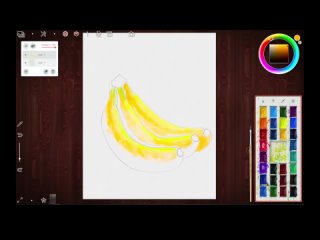 Bananas Digital Watercolor in Realistic Paint Studio / Цифровая акварель Бананы