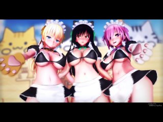 MMD R-18 [NORMAL] Yui  Angela  Mash Cat Cosplay Ghostly Dance Author Aquinas