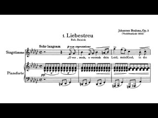 Ф-но: Брамс — Соч. 𝟯 (Ⅰ) — es-moll — «Liebestreu» (Верность в любви) — Sechs Gesänge (1852 — 1853)