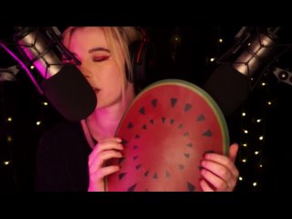 ASMR  summer rain, watermelon tapping, subtle mouth sounds - for hot summer daysnights