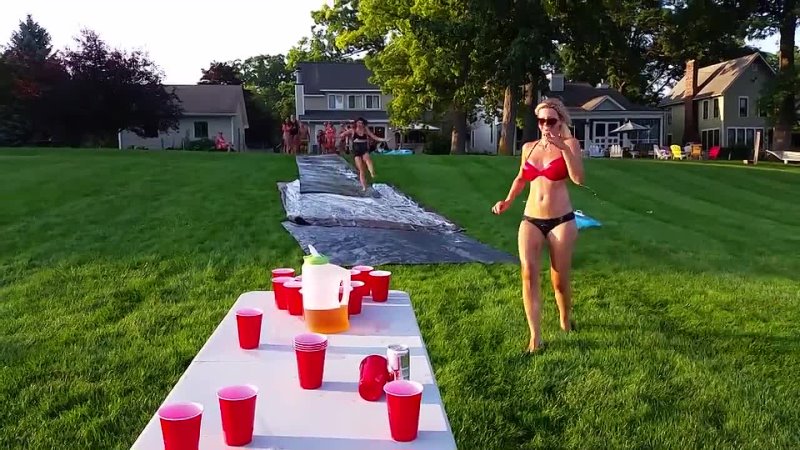 Slip n slide -  flip cup