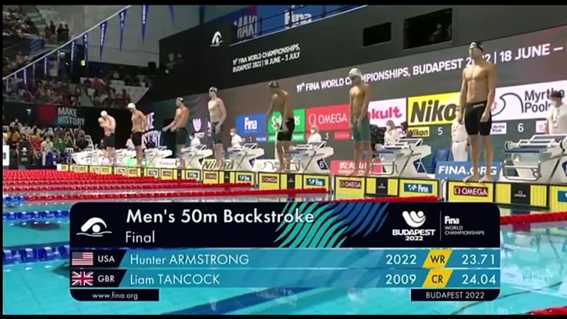 Justin Ress (USA)  - Men's 50m Backstroke final - Budapest 2022