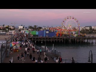 Santa Monica Pier at Sunset in 4k resolution.