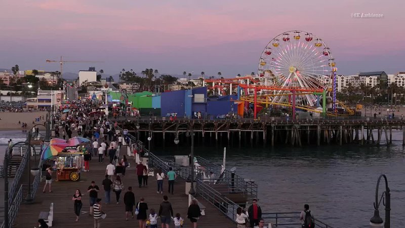 Santa Monica Pier at Sunset in 4k resolution.