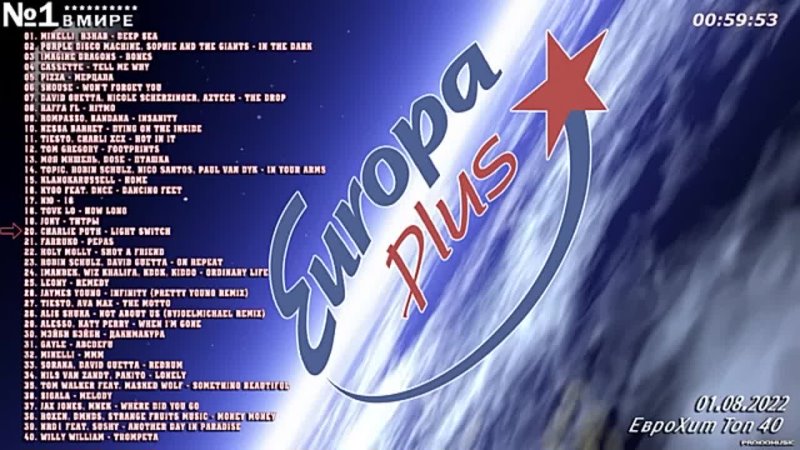 ЕвроХит Топ 40 Europa Plus на 1 августа 2022 года