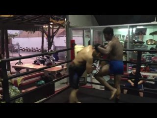 Buakaw goes hard on his trainer with knees