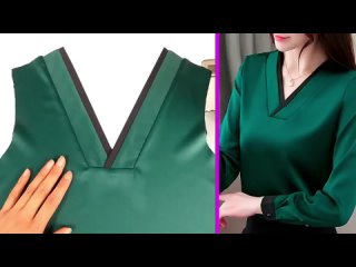 Una forma fascinante de coser cuello V fácil .técnica para principiantes