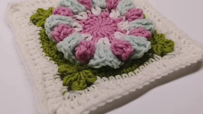 Crochet 3d flower granny square pattern,