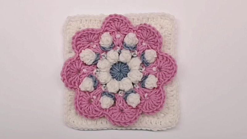 Crochet 3d flower granny square