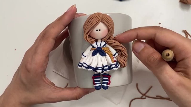 Polymer Clay Doll on Mug Tutorial _ sailor girl