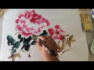 How to paint Simple Peonies in Chinese Watercolor
