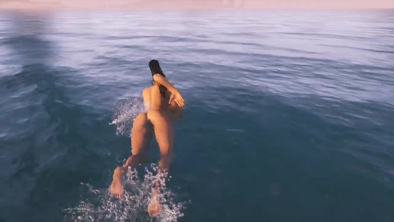Skyrim — Big boobed woman swimming