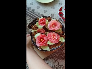 Мои эксперименты - 3д торт - цветы в горшке