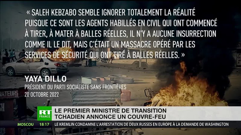Tchad : plusieurs morts après une manifestation contre le maintien au pouvoir de Mahamat Idriss Déby Itno [RT France]