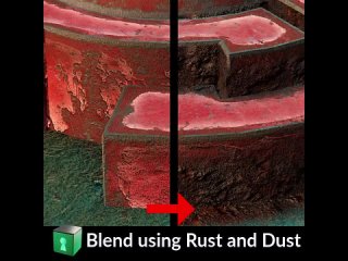 Using Rust, Dust or Dirt is a good way to blend two different materials and objects together.