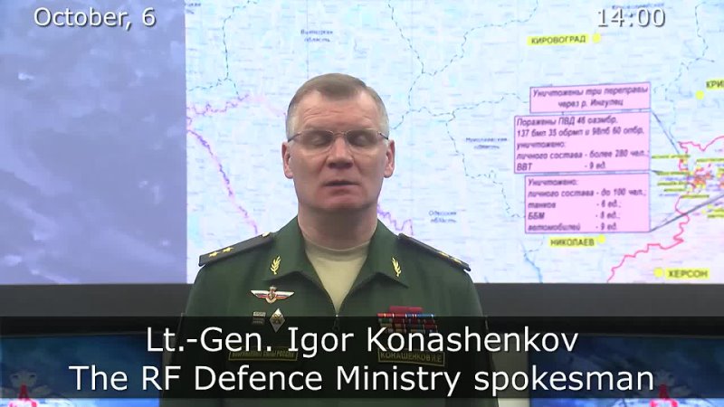 October 6, 2022, The Special Military Operation in Ukraine Briefing by Russian Defense