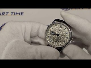 Видео обзор на марьяж механических часов Молния 3602 классика с римскими цифрами на кожаном ремне