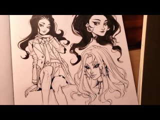 [Cosmic Spectrum Art] ♡ Draw with me - using MANGA SCREENTONES on paper! Pen and Ink drawing // Character Design