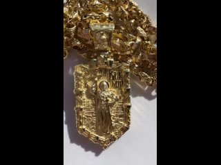 Нательная иконка жетон св Владимир из желтого золота