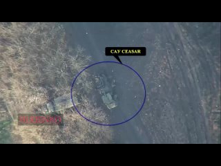 Дрон-камикадзе «Ланцет» уничтожает французскую пукалку САУ CAESAR на Угледарском направлении