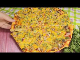 ☀НЯМКА. Рецепты.Быстрая пицца с грибами (ингредиенты указаны в описании видео)
