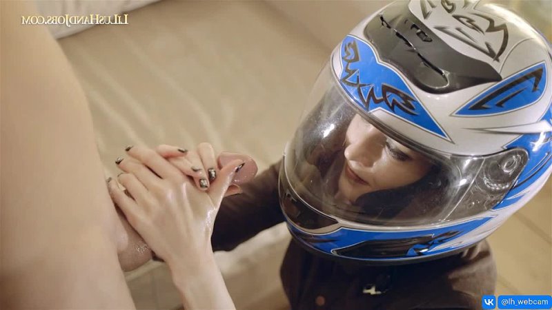 HandJob in Motorcycle Helmet 