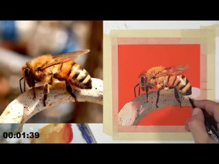Drawing  Painting - The Virtual Instructor. Рисуем пчелу в смешанной технике