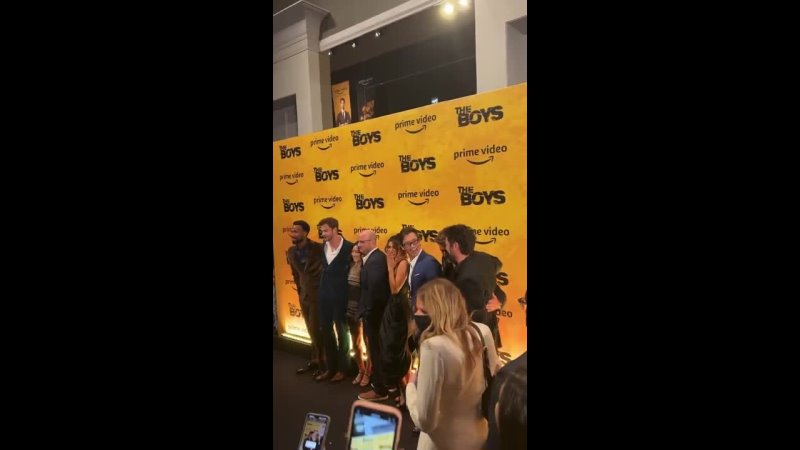 Cast of The Boys photoshoot on the red carpet in Brazil