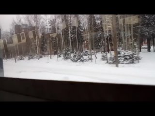 ЛИАЗ-5280. (366) Вид на заснеженный Петрозаводск. Взгляд из окна. Лесной проспект.