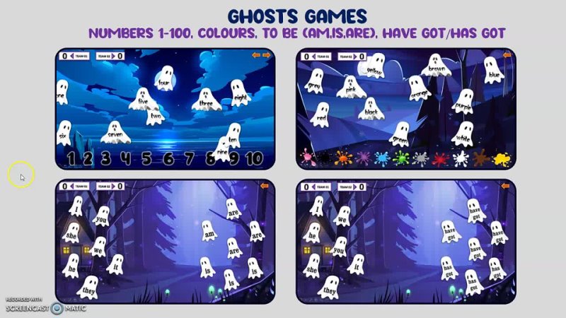 Ghosts Games: Numbers, Colours, to be, have got