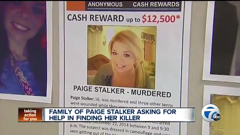 On December 22, 2014, Paige Stalker and other teenagers were in a car together when a man fired almost 30