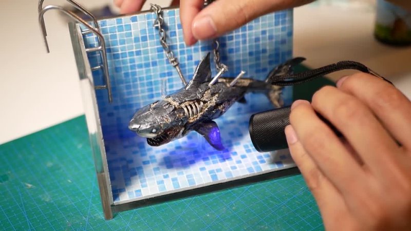 How To Make a Zombie Shark In a Swimming pool Diorama Polymer Clay Epoxy