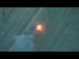 Отечественный беспилотник Zala наблюдает за тем, как эпично и продолжительно взрывается украинский пикап