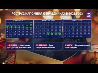 Роструд напомнил россиянам о длинных выходных и праздниках в 2023 году.
