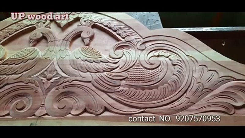 wood carving beautifull work of peacock bed head board wood design wood art
