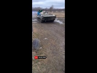 Украинская БМП-1 вытаскивает застрявший в болоте бронеавтомобиль Panthera T6, который ВС Украины получили из ОАЭ