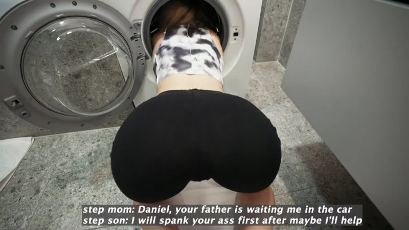 step son fucked his bad step mom while she stuck inside of washing machine (инцест, сиськи,