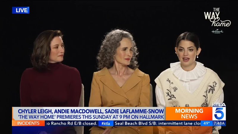 KTLA 5 Entertainment прямой эфир, интервью Chyler Leigh, Andie Macdowell & Sadie Laflamme-Snow