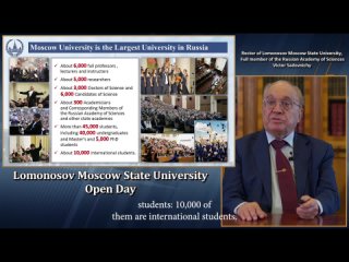 Welcoming lecture by the Rector of Moscow State University Victor Antonovich Sadovnichiy