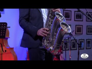 J'Elle Stainer subcontrabass saxophone at Italian Saxophone Museum 2