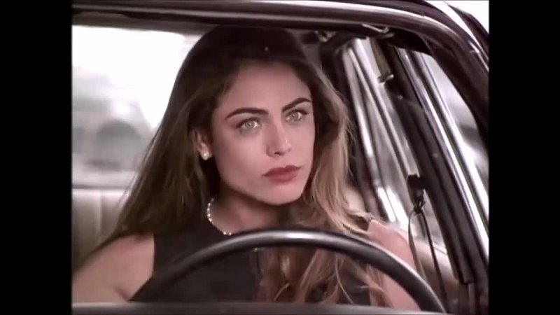 Hot brunette in classic 90s car chase