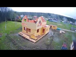 Таймлапс Timelapse видео постройки целого каркасного дома в Орловской области