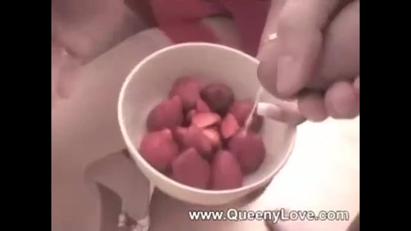 Strawberry with cum eating